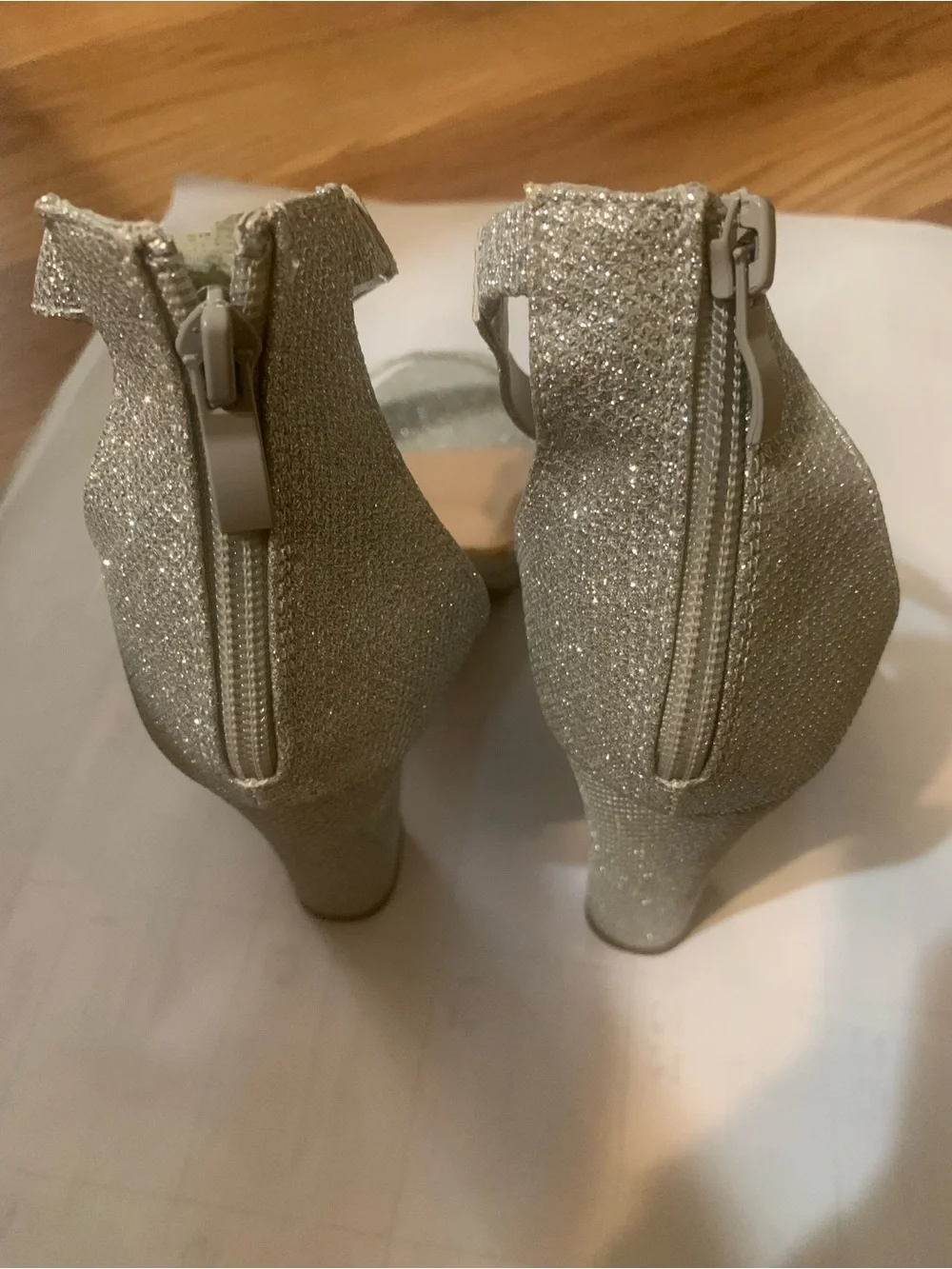 Anna Silver Glitter Ankle-Strap Heels